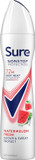 Sure Nonstop Protection Watermelon Fresh Anti-Perspirant Aerosol Women's Deodorant Spray with Body Heat Activated tech. and a watermelon & cactus scent for 72 hour odour and sweat protection 250 ml