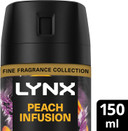Lynx Fine Fragrance Collection Peach Infusion Premium Body Spray Men's Deodorant infused with a peach, patchouli & amber scent for 72 hours of freshness 150 ml (Pack of 2)