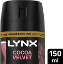 Lynx Fine Fragrance Collection Cocoa Velvet Premium Body Spray Men's Deodorant infused with a cocoa, vanilla & cedarwood scent for 72 hours of freshness 150 ml (Pack of 2)