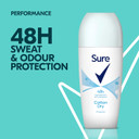 Sure Cotton Dry Anti-Perspirant Roll On Women's Deodorant with a clean fragrance inspired by fresh cotton sheets for 48 hour sweat and odour protection 6x 50 ml