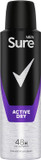 Sure Men Active Dry Anti-perspirant Deodorant Aerosol 48h protection anti-perspirant deodorant spray for effective sweat and odour protection 6x 150 ml