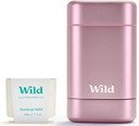 Wild - Natural Refillable Deodorant Starter Kit with Pink Case and Fresh Cotton & Sea Salt Scented Refill (40g) - Aluminium Free - Long Lasting Protection - Vegan