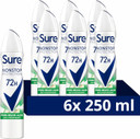 Sure Nonstop Protection Pure Melon Aloe Anti-Perspirant Aerosol Women's Deodorant Spray with Body Heat Activated technology and a melon & aloe scent for 72 hour odour and sweat protection 6x 250 ml