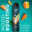 Sure Men Nonstop Protection Energise Anti-Perspirant Aerosol men's deodorant spray with Body Heat Activated technology for 72 hour protection against odour and sweat 6x 250 ml