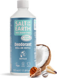 Salt of the Earth - Natural Deodorant Roll On Refill Bottle, x7 Uses - Amber & Sandalwood - Vegan, Long Lasting Protection, Leaping Bunny Approved, Made in the UK - 525ml