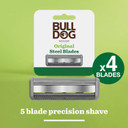 Bulldog Skincare Original Men's Razor Refills, With 5 Tempered Steel Blades on Each of the Four Refill Blades, Works With All Bulldog Reusable Razor Handles, 4 Pack