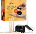 Mylee Lets Face It Wax Kit  Professional Facial Waxing Kit with Black Mini Heater, 50g Precision Face Wax Beads (Peach & Chamomile), Wooden Waxing Spatulas, Ear & Nose Wax Applicators & USB Cable