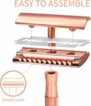 Metal Razor for Women with Safety Razor Stand | Rose Gold Women Razor | Eco Razor Women | Fits All Double Razor Blades | Reusable Razor Women | Zero Plastic | Eco Beauty | Sustainable Home | Bambaw