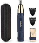 BaByliss Super-X Metal Precision Detail Trimmer - 3-in-1 Nose, Ear & Eyebrow Trimmer, 2 Attachments, 2 Comb Guides, Battery-Powered  E116E