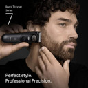Braun Beard Trimmer Series 7, +7 Barbering Tools, Lifetime Sharp ProBlade, Up to 120 Min Runtime, 40 Lengths, Waterproof, PrecisionWheel & Lock, BT7525, Grey
