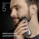 Braun Beard Trimmer Series 5, +9 Styling Tools, Ultra Sharp Blade, 120 Min Runtime, 40 Lengths, Waterproof, PrecisionWheel & Lock, BT5565, Grey