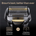 Braun Beard Shaver Series 9 PRO+ Electric Shaver for Men Rechargeable, 5 Pro Shave Elements & Precision Long Hair ProTrimmer, PowerCase, 9527s, Silver