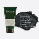 Heath Oil Control Face Wash for Men - Advanced Exfoliating Cleanser for Daily Use - Volcanic Black Sand and Bamboo Charcoal Powder - Made in England - 150 ml