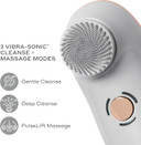 MAGNITONE BareFaced3 Vibra-Sonic Facial Cleanse + Massage Brush, Rechargeable Electric Face Brush, Gentle + Deep Cleanse + PulseLift Massage, Skin is Firmer, Tighter, Clearer, Smoother & More Radiant