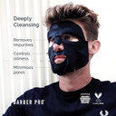 BARBER PRO Mens Face Mask Self Foaming Deep Cleanse Sheet Activated Charcoal Firming Purifying Clarifying Pores Tackles Blackheads Natural Vegan Skincare Multi Award Winning Brand