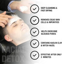 men-ü 3 MINUTE FACIAL DETOX 100ml Ultra concentrate Vegan face mask for men, up to 100 apps, Effective in 3 MINS. Kaolin clay mens face mask w/Witch Hazel. Removes excess oil & impurities