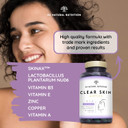 Probiotics for a Healthy Skin. Reduces Spots & Imperfections. Anti Acne effect. Improves Elasticity, Firmness & Luminosity. With SKINAX², Zinc & Vitamins. 45 capsules. CE. Vegan. N2 Natural Nutrition