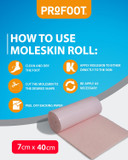 Profoot Moleskin Roll - Instant Relief for Painful Rubbing - Ideal for Blister Prevention, Bunions, Calluses and Foot Discomfort - Hypoallergenic and Waterproof - (2 Pack)