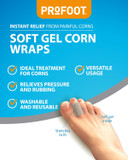 Profoot Soft Gel Corn Wraps - Instant Relief from Painful Corns - Cushions and Protects - Contains Soft Gel, Reduces Pressure and Friction - Contains 3 Washable & Reusable Toe Wraps (2 Pack)