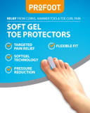 Profoot Soft Gel Toe Protectors - Pain Relief for Corns, Hammer Toes, and Overlapping Toes - Toe Protectors for Feet - (2 Pack)