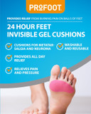Profoot 24 Hour Feet - Invisible Gel Cushions - Comfortable Cushions for Metatarsalgia and Morton's Neuroma - Provides Relief from Burning Pain on Balls of Feet (2 Pairs)
