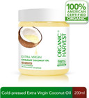Organic Harvest Cold Pressed Extra Virgin Coconut Oil | For Hair & Skin | For Men & Women | Ideal For All Type Skin & Hair Growth | 100% American Certified Organic, Sulphate & Paraben Free - 200ml