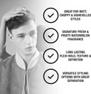 men-u CLAY styling 100ml, mens hair products  Great for matt & choppy styles. SIGNATURE MELON FRAGRANCE - Mens hair wax, medium hold & matt finish.100ml styling puck