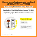 Vt Cosmetics Vita-Light Toning Essence 1000 | Vitamin C 100% Power & Cica Reedle Essence For Clear, Bright & Glowing Skin 0.34Fl Oz*2Ea(10Ml*2Ea)