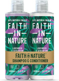Faith In Nature Natural Lavender & Geranium Shampoo and Conditioner Set, Nourishing, Vegan & Cruelty Free, No SLS or Parabens, For Normal to Dry Hair, 2 x 400ml