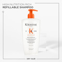 Kérastase Nutritive, Gentle Hydrating Shampoo for Dry Hair, Nourishing Protein Formula with Niacinamide, Moisturises, Softens and Restores Shine, Bain Satin
