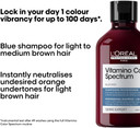 L'Oréal Professionnel Vitamino Color Spectrum Blue Tinted Shampoo 300ml, For Light Brown Coloured Hair, With Ferulic Acid + Citric Acid, Neutralise Undesired Orange Undertones