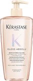Kérastase Gloss Absolu Refillable Shampoo for All Hair Types, with Glycolic Acid, Hyaluronic Acid & Wild Rose 500ml