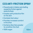 CCS Anti-Friction Foot Spray for increased comfort in the shoe - Prevents skin irritation and chafing caused by friction - 100ml