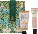 William Morris At Home Hand Cream 30ml and Lip Balm 10ml in Display Tray With Canvas Pocket Pouch, Shea Butter and Jojoba Oil, Beauty Gift For Her, Travel Size, Cruelty and Vegan Friendly