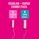 FLO Non-Applicator Tampons, Made from 100% Organic Cotton & Ultra-Absorbent - Combo Pack 8 Regular & 8 Super Tampons