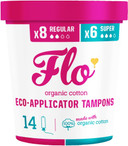 FLO Applicator Tampons, Made from Organic Cotton, Biodegradable, Regular and Super Combo Pack, 14 Count FLO Applicator Tampons, Made from Organic Cotton, Biodegradable, Regular and Super Combo Pack, 14 Count