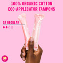 FLO Tampons, Regular with Applicator, Made from 100% Organic Cotton & Ultra-Absorbent - 32 Regular Tampons