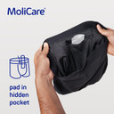 MoliCare Men - Invisible Absorbent Washable Incontinence Pants with Disposable X-Change Pads for Extra Protection, Pads Discreetly Hidden in Inner Pocket, Size M, Washable at 60° C, Black