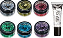Biodegradable Eco Chunky Glitter by Moon Glitter - Set of 6 Colours + Fix Gel - Cosmetic Bio Festival Makeup Glitter for Face, Body, Nails, Hair, Lips - 3g