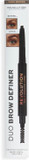 Makeup Revolution Duo Brow Definer Pencil, Add Definition, Includes Brush, Dark Brown (Pack of 2)