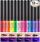 12 Colors Liquid Eyeliner Set, Colorful Matte Liquid Eyeliners Waterproof Highly Pigmented Long Lasting Eye Liners Makeup Luminous Eye Liner Pencil Cosmetics # C