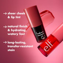 e.l.f. Sheer For It Blush Tint, Multi-Use, Long-Lasting Lip & Cheek Make-up, Creates a Natural Flush Finish, Vegan & Cruelty-Free, Left On Red