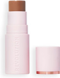 Revolution, Skin Silk Bronzer Stick, Buildable Colour for Cheek, Eye, & Lip, Cream-to-Powder Formula, Vegan & Cruelty-Free, Deep Mocha, 4.5g