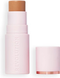 Revolution, Skin Silk Bronzer Stick, Buildable Colour for Cheek, Eye, & Lip, Cream-to-Powder Formula, Vegan & Cruelty-Free, Tan Carmel, 4.5g