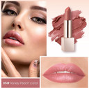 Beauty Searcher Metallic Shine Lipstick 3D Makeup for Woman Velvet Matte Lipsticks Moisturizing No-Stick Cup Lip Makeup, Long Lasting Waterproof Shine Lipstick(Honey Peach Coral)