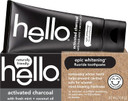 Hello Epic Teeth Whitening Charcoal Fluoride Toothpaste, Natural Fresh Mint, Vegan, Peroxide Free, 82 ml