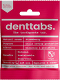 Denttabs Toothbrush Tablets Strawberry Flavour 2 x 125 Pieces The Complete Alternative to Toothpaste, Fluoride-Free for Children and Adults, Vegan Plastic-Free without Preservatives. Compostable Bag