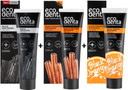 Ecodenta Black Whitening Toothpaste Set: Activated Carbon (Orange), Cinnamon (Black), Fluoride-Free, 3x100ml