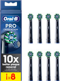 Oral-B Pro Cross Action Electric Toothbrush Head, Oral B Electric Toothbrush Heads, X-Shape and Angled Bristles for Deeper Plaque Removal, Pack of 8 Replacement Toothbrush Heads, Black