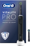Oral-B Vitality Pro Electric Toothbrushes for Adults, for Him/Her, 1 Handle, 2 Toothbrush Heads, 3 Brushing Modes Including Sensitive Plus, 2 Pin UK Plug, Black (Packing May Vary)